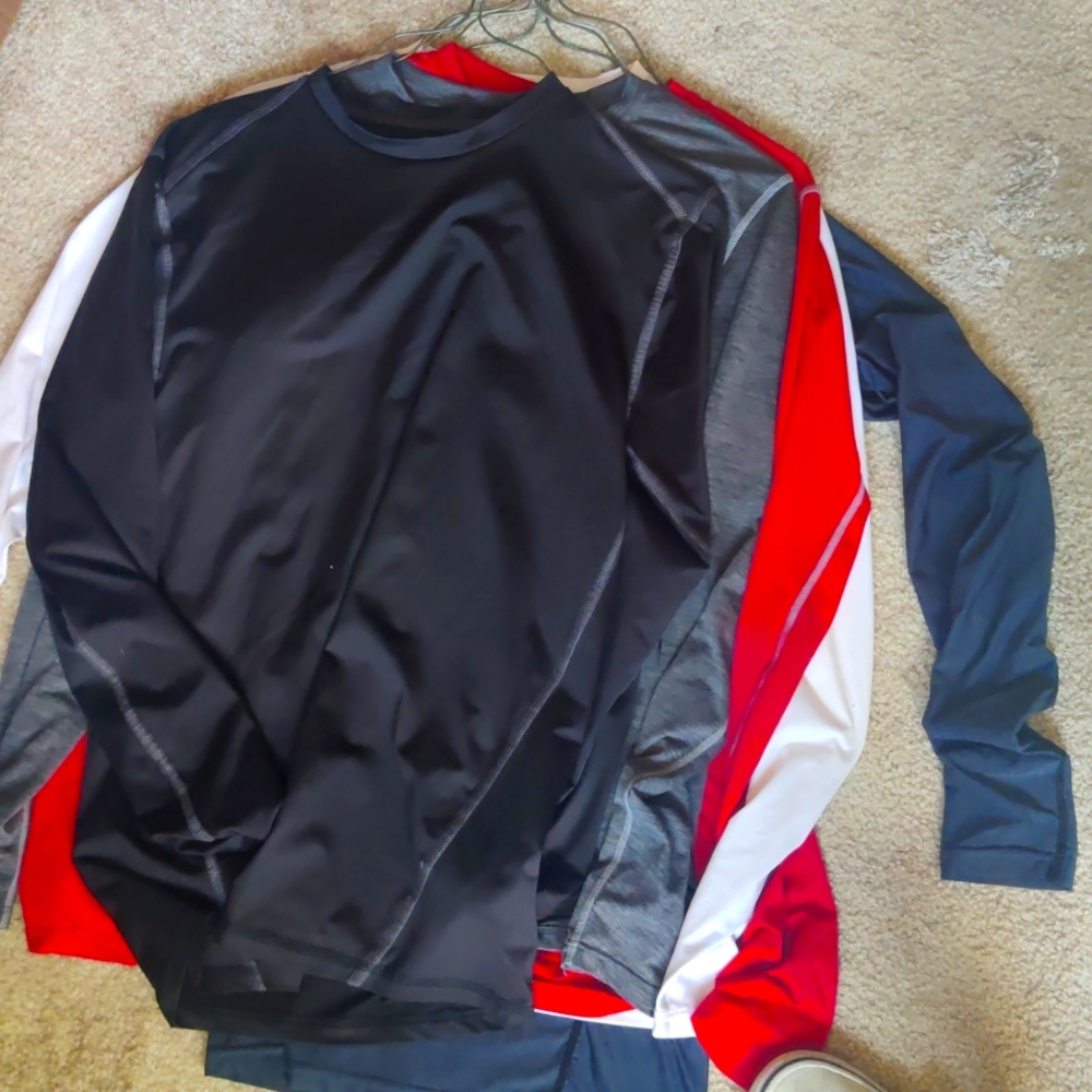 5 Athletic Shirts, Medium, Red, White and Grey
